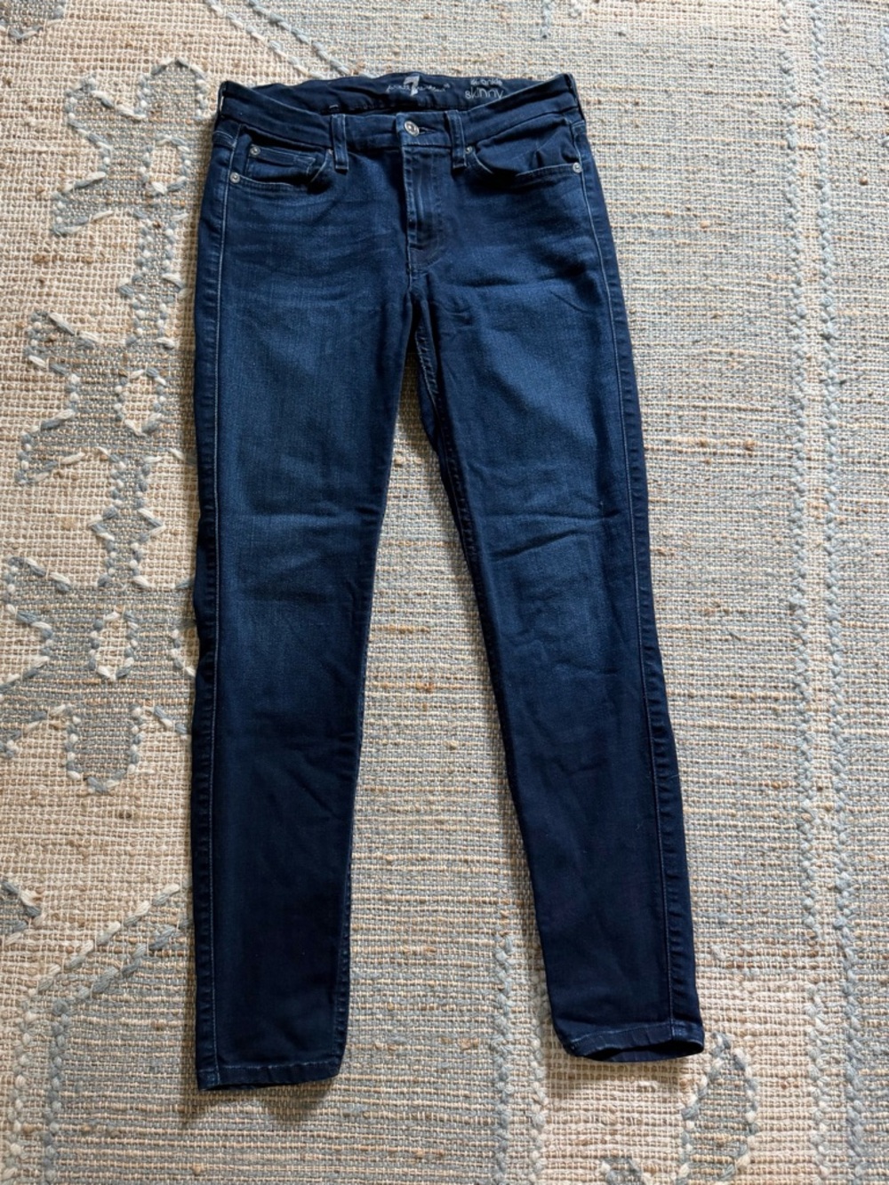 7 For All Mankind Ankle Skinny Jeans Mid Rise Dark Wash Size 27